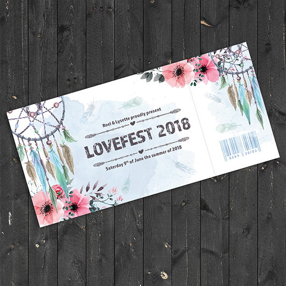 Trouwticket in Bohemian style